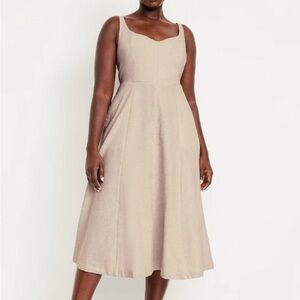 Old Navy Fit & Flare Sleeveless Flax Linen-Blend Midi Dress Womens XXL NEW